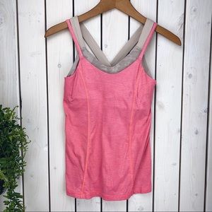 Lululemon | Pink Stripe Tank w Built-In Sports Bra
